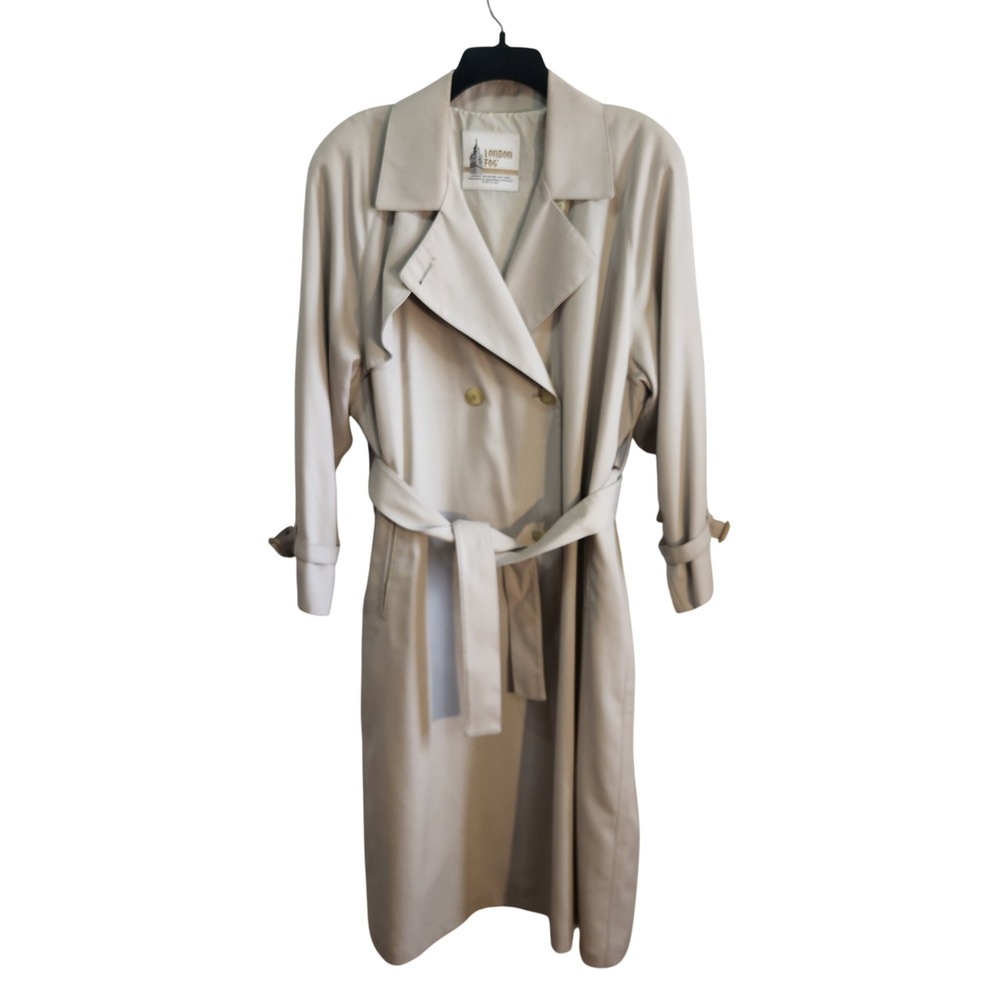 London Fog Vintage‎ Double Breasted Belted Trench Coat Petite Size 12